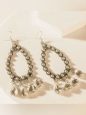 Myra Bag Desert Gala Silver Teardrop Crystal Dangle Earrings